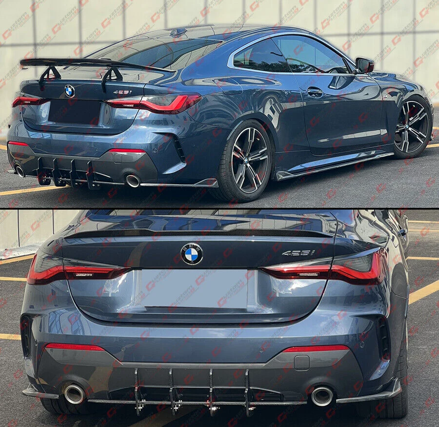 For 2021-2025 BMW G22 G23 430i M440i Coupe Real Carbon Fiber Rear Bumper Extension - Image 4