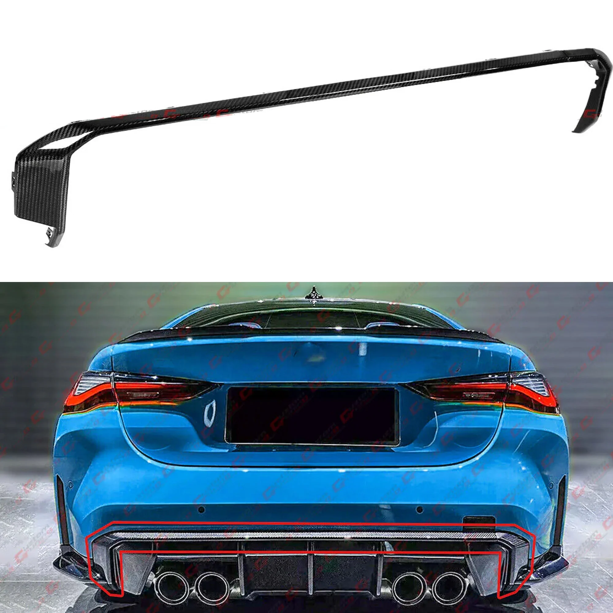 For 2021-2025 BMW G80 M3 G82 G83 M4 Dry Carbon Fiber Rear Bumper Diffuser Trim Replacement