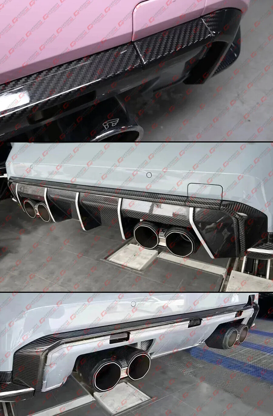 For 2021-2025 BMW G80 M3 G82 G83 M4 Dry Carbon Fiber Rear Bumper Diffuser Trim Replacement - Image 5