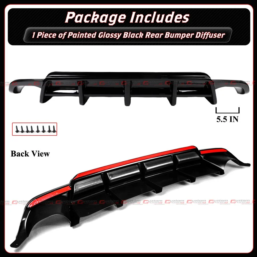 For 2021-2025 Lexus IS300 IS350 CTM Design V1 Gloss Black Rear Bumper Diffuser - Image 4