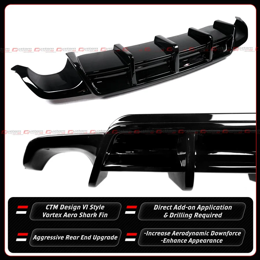 For 2021-2025 Lexus IS300 IS350 CTM Design V1 Gloss Black Rear Bumper Diffuser - Image 5