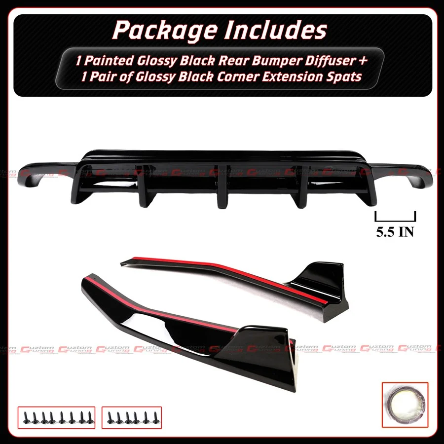 For 2021-2026 Lexus IS300 IS350 CTM V1 Gloss Black Rear Diffuser + Corner Extensions - Image 2