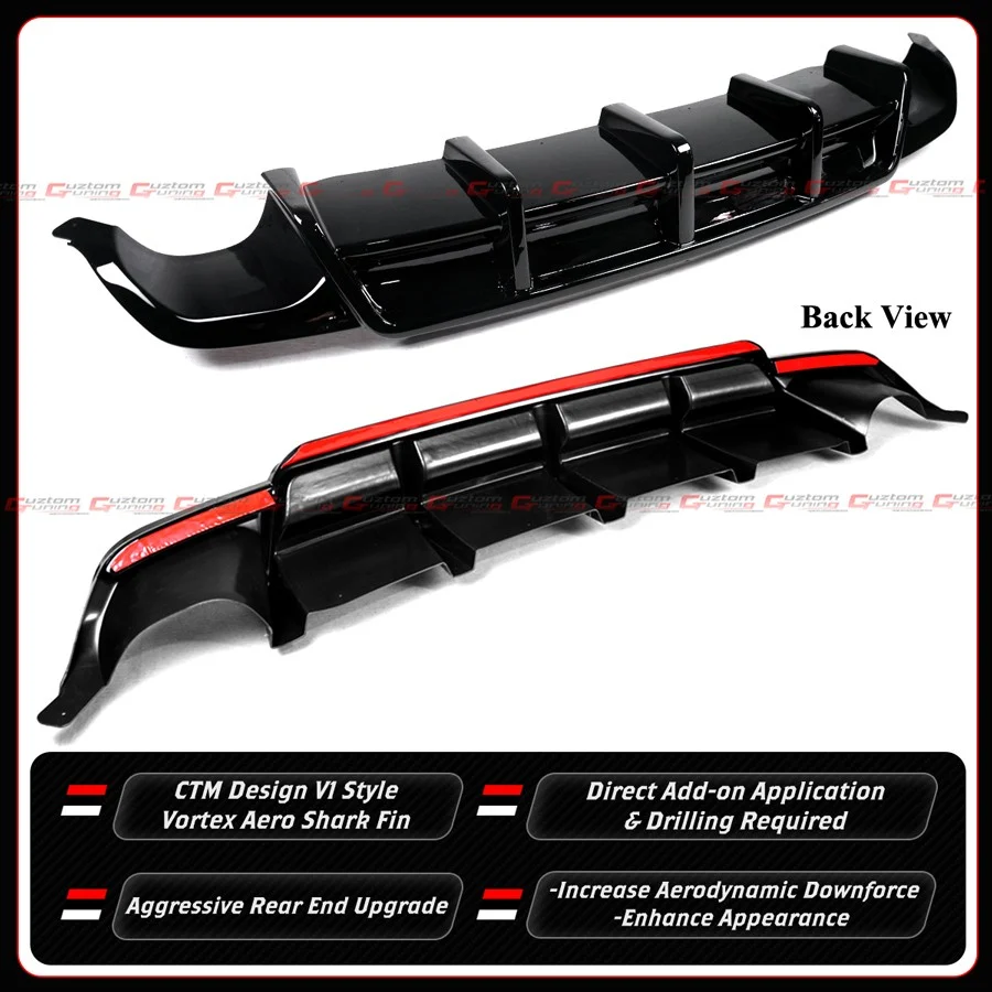 For 2021-2026 Lexus IS300 IS350 CTM V1 Gloss Black Rear Diffuser + Corner Extensions - Image 3