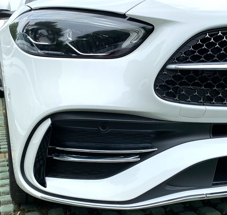 For 2022-2023 Mercedes C W206 S206 AMG Package Chrome Front Fog Light Lamp Cover Trim - Image 2