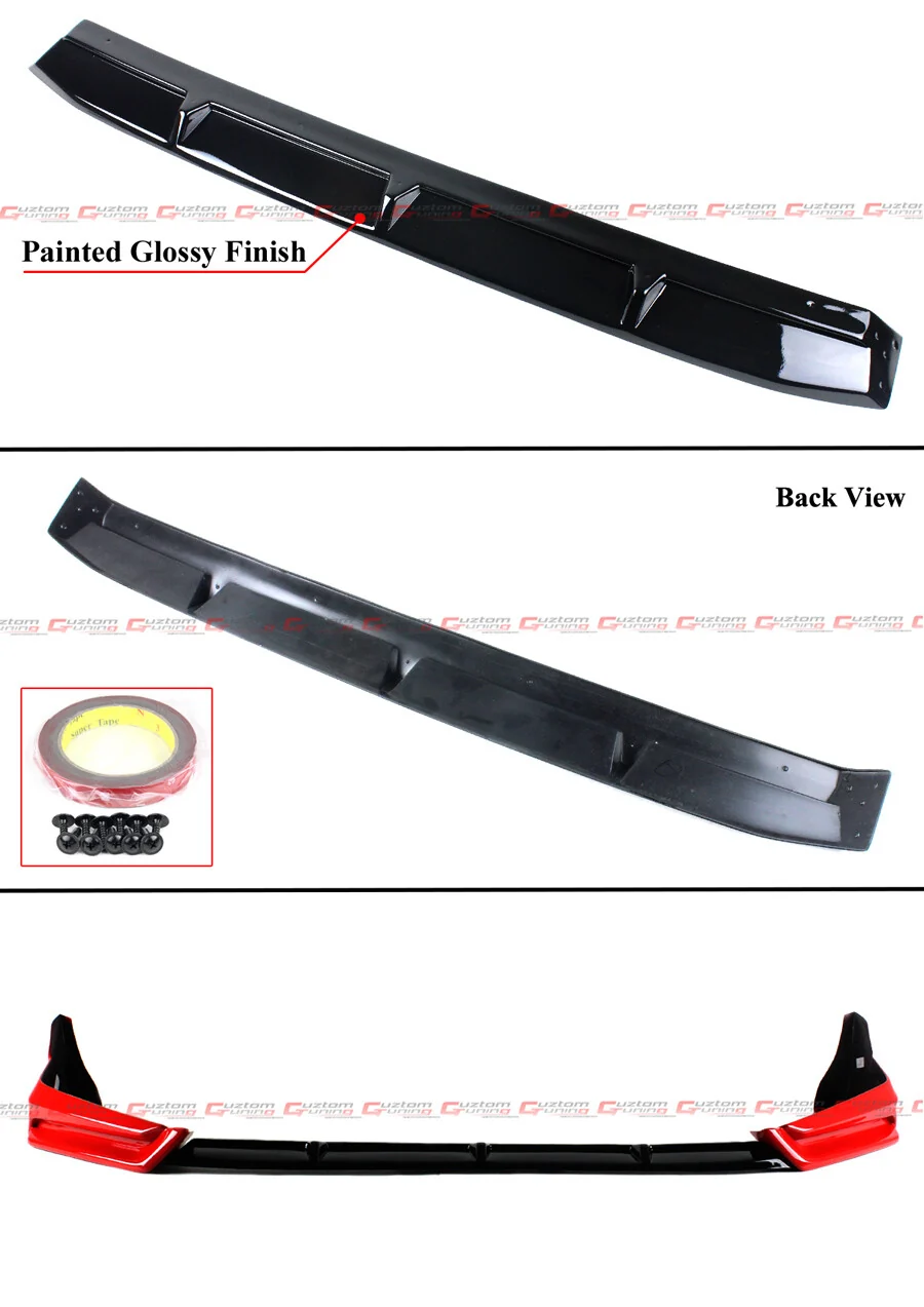 For 2022-2024 Honda Civic 11th Gen Yofer Red Black Front Bumper Lip Splitter Kit - Image 3