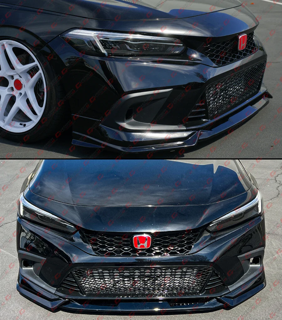 For 2022-2024 Honda Civic 11th GF Bodykit Black Pearl Front Bumper Lip Splitter - Image 6