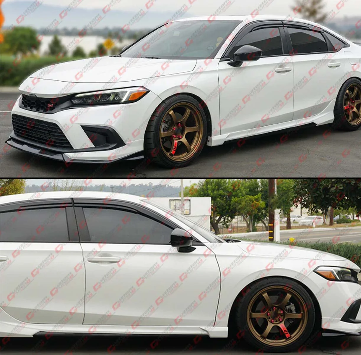 For 2022-2024 Honda Civic 11th GF Bodykit Pearl White Black Front Bumper Lip Kit - Image 5