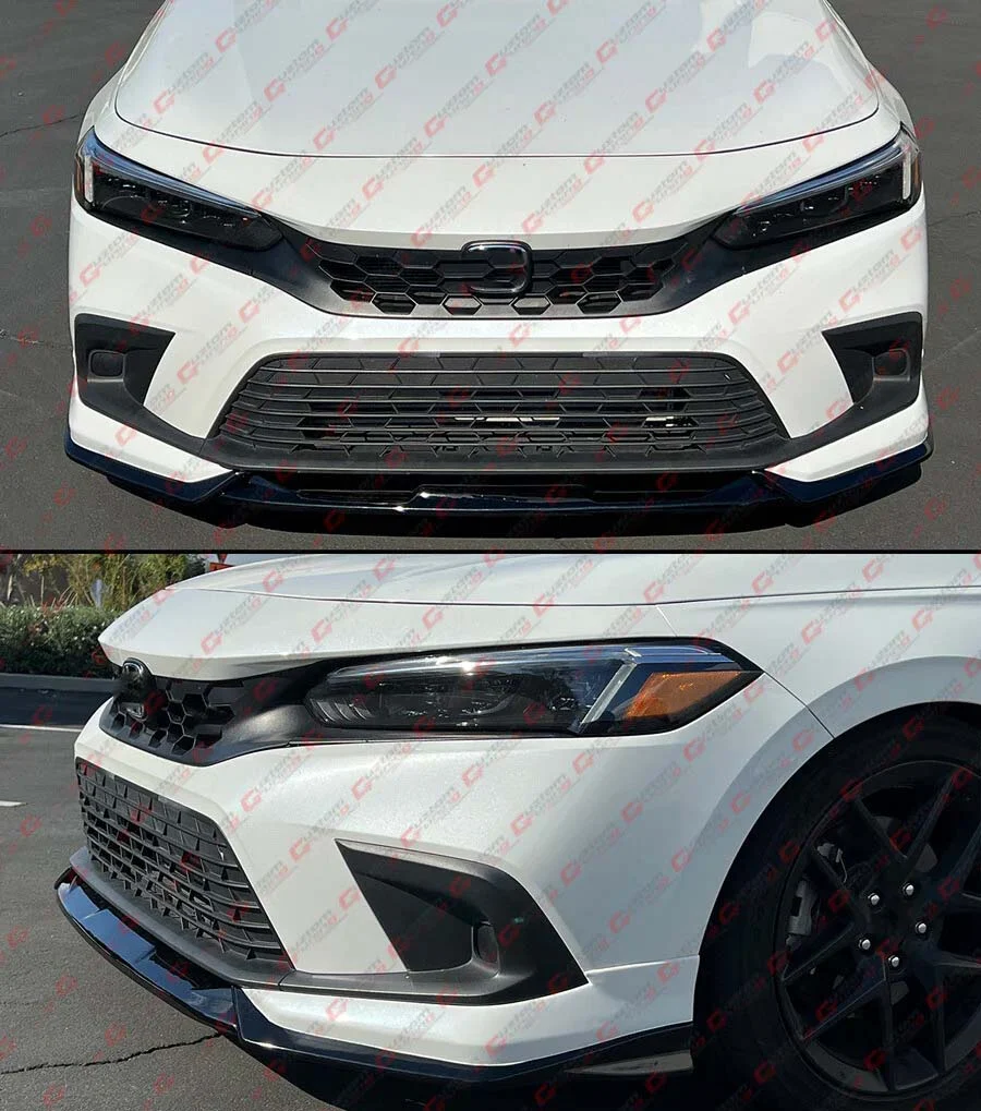 For 2022-2024 Honda Civic 11th GF Bodykit Pearl White Black Front Bumper Lip Kit - Image 7