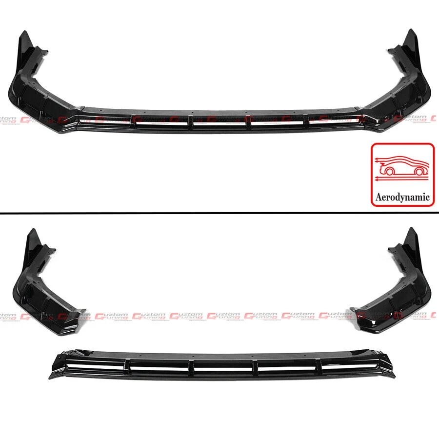 For 2022-2024 Honda Civic Aero-Tunnel Style Gloss Black Front Bumper Lip Splitter - Image 2