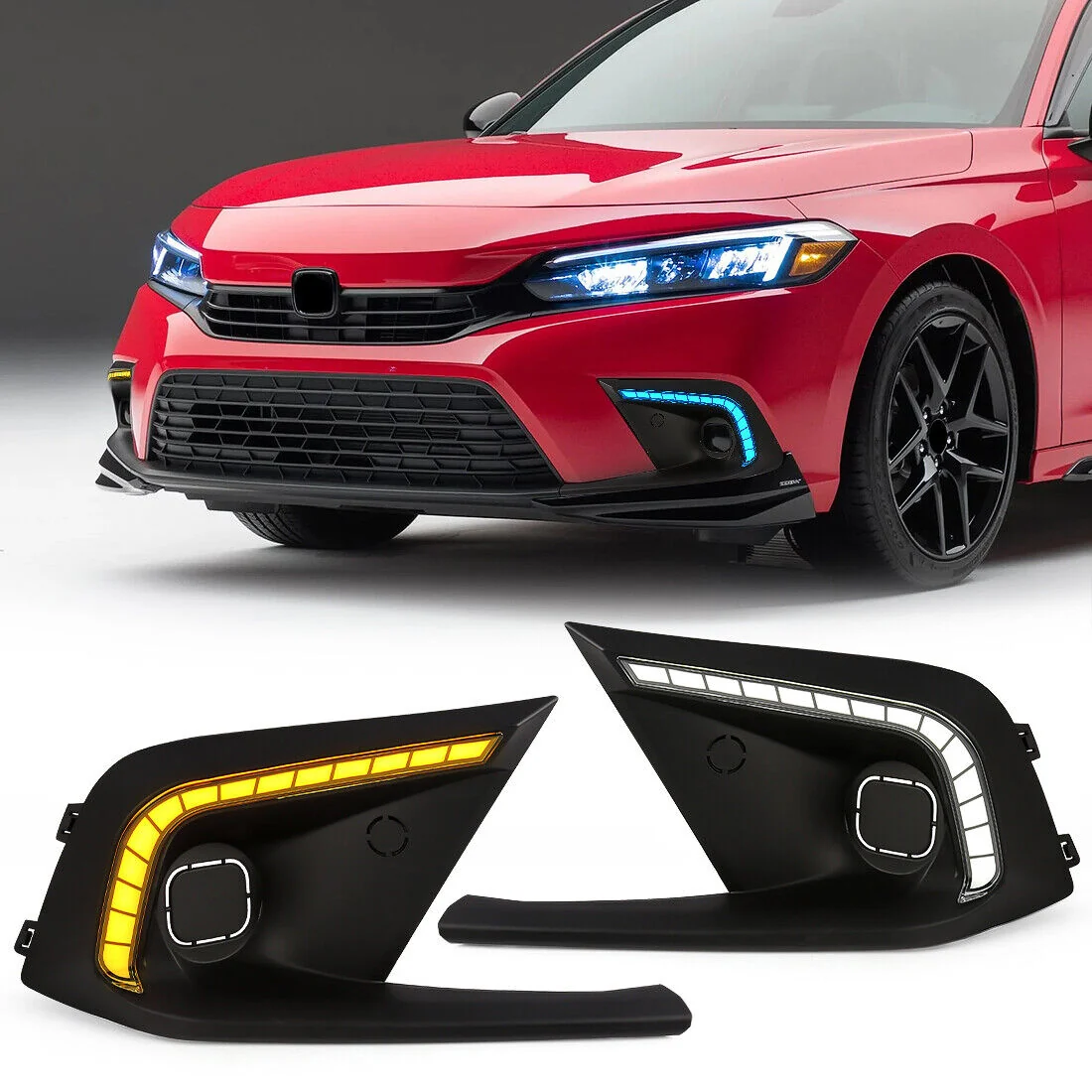 LED DRL Fog light Daytime Running Lights Head Lamp Fit For Honda Civic 2022-2024