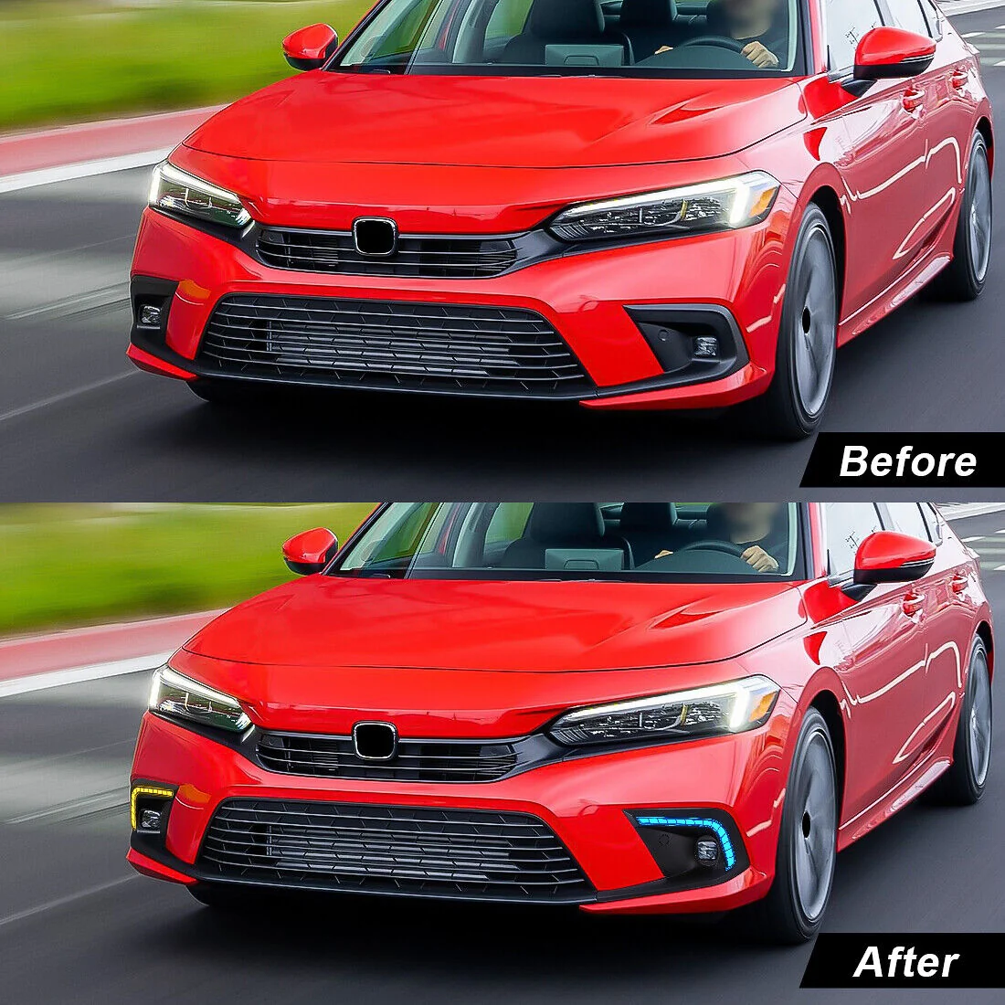 LED DRL Fog light Daytime Running Lights Head Lamp Fit For Honda Civic 2022-2024 - Image 7