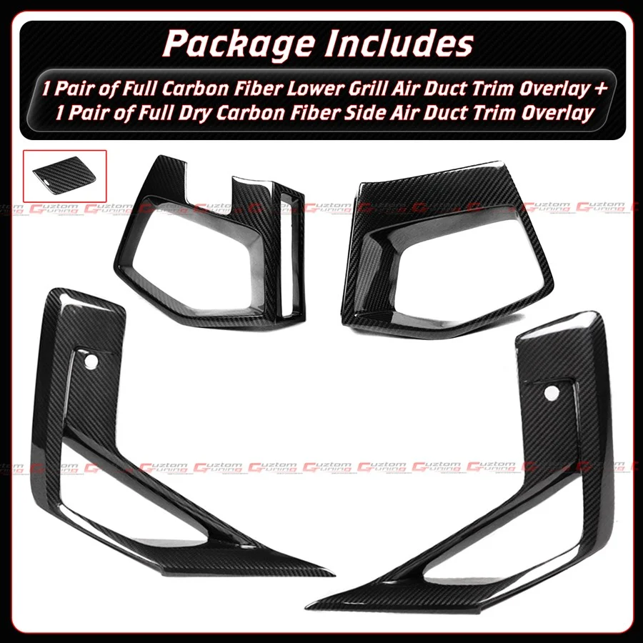 For 2022-2025 BMW X3M X4M Carbon Fiber Front Lower Grill + Side Air Duct Trim Covers - Image 3