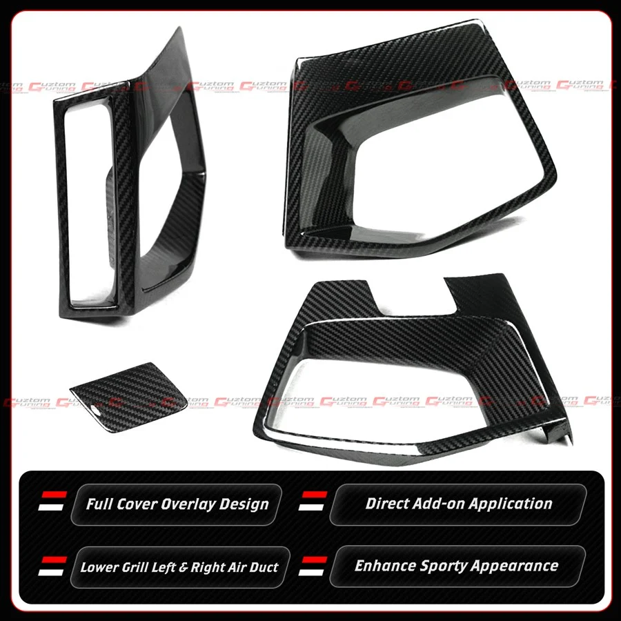 For 2022-2025 BMW X3M X4M Carbon Fiber Front Lower Grill + Side Air Duct Trim Covers - Image 6