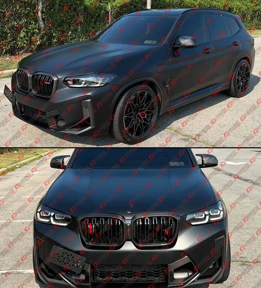 For 2022-2025 BMW X3M X4M Carbon Fiber Front Lower Grill + Side Air Duct Trim Covers - Image 7