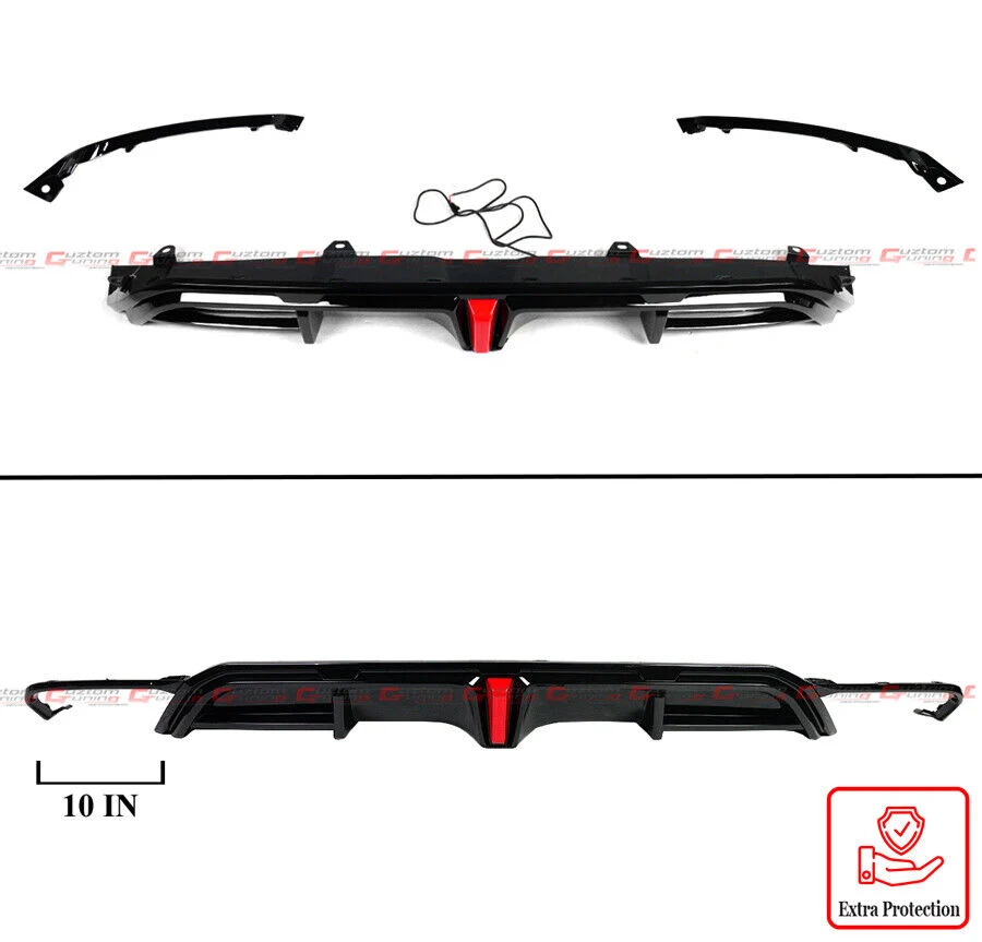 For 2022-2026 Honda Civic FL1 FL2 Hatchback LED Rear Diffuser + Touring Exhaust Tips - Image 2