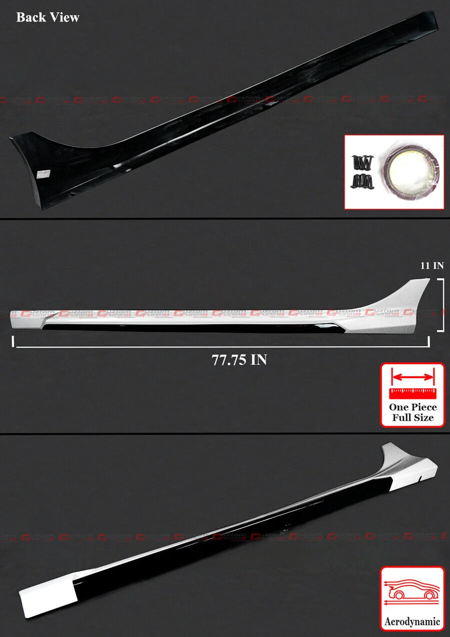 For 2022-2026 Honda Civic GF Bodykit Pearl White Black 2 Tone Side Skirt Extension - Image 3
