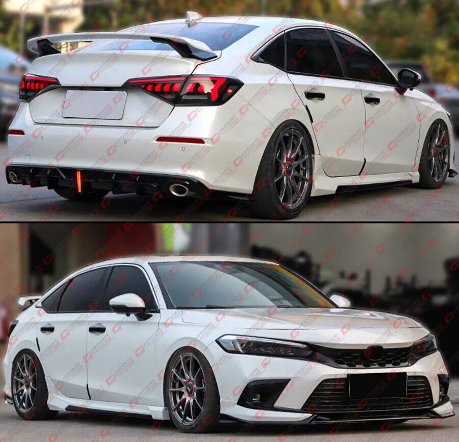 For 2022-2026 Honda Civic GF Bodykit Pearl White Black 2 Tone Side Skirt Extension - Image 5