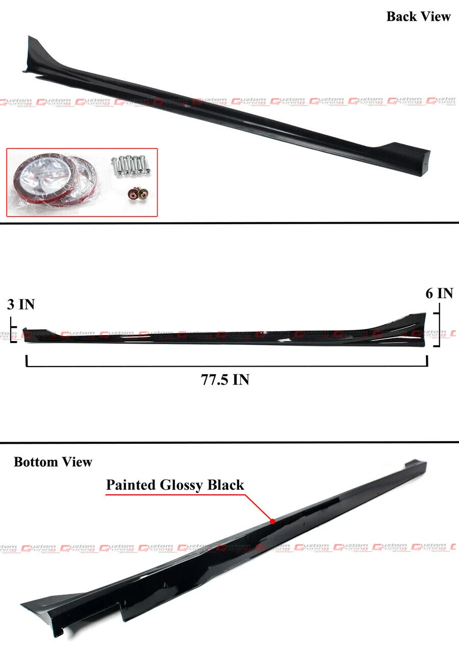 For 2022-2026 Honda Civic Sedan Hatchback RS Style Gloss Black Side Skirt Extension - Image 2