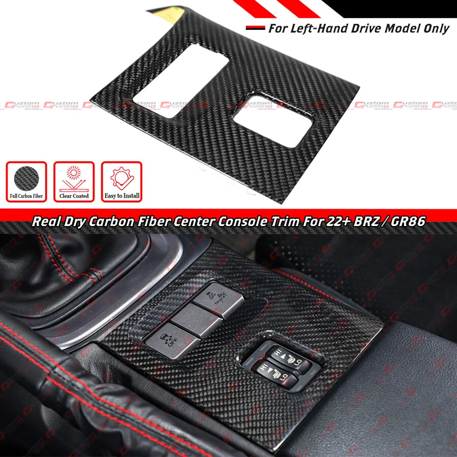 For 2022-2026 Subaru BRZ Toyota GR86 Real Dry Carbon Fiber Center Console Trim Cover - Image 2