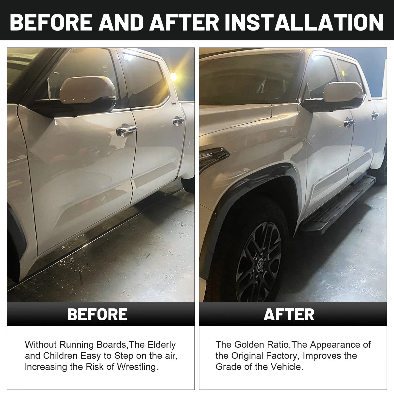 6.5" Running Boards For 2022-2026 Toyota Tundra Crew Max Side Step Nerf Bar - Image 7