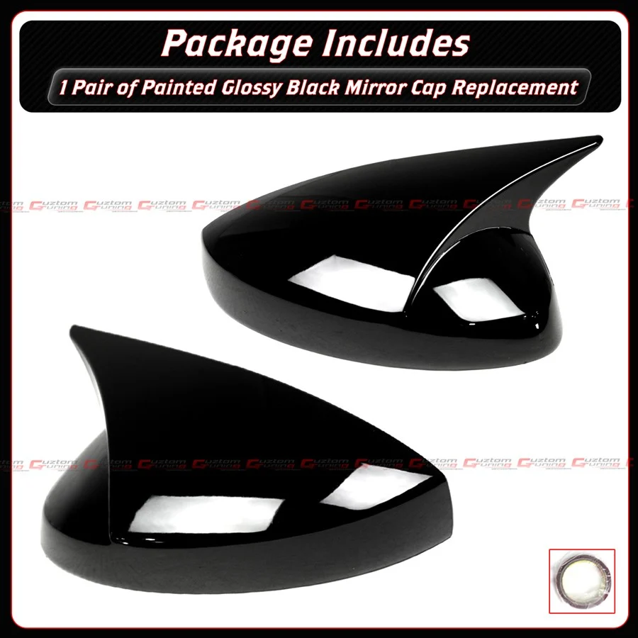 For 2022-2026 Honda Civic M Wing Style Gloss Black Side Mirror Cover Caps W/O Light - Image 2