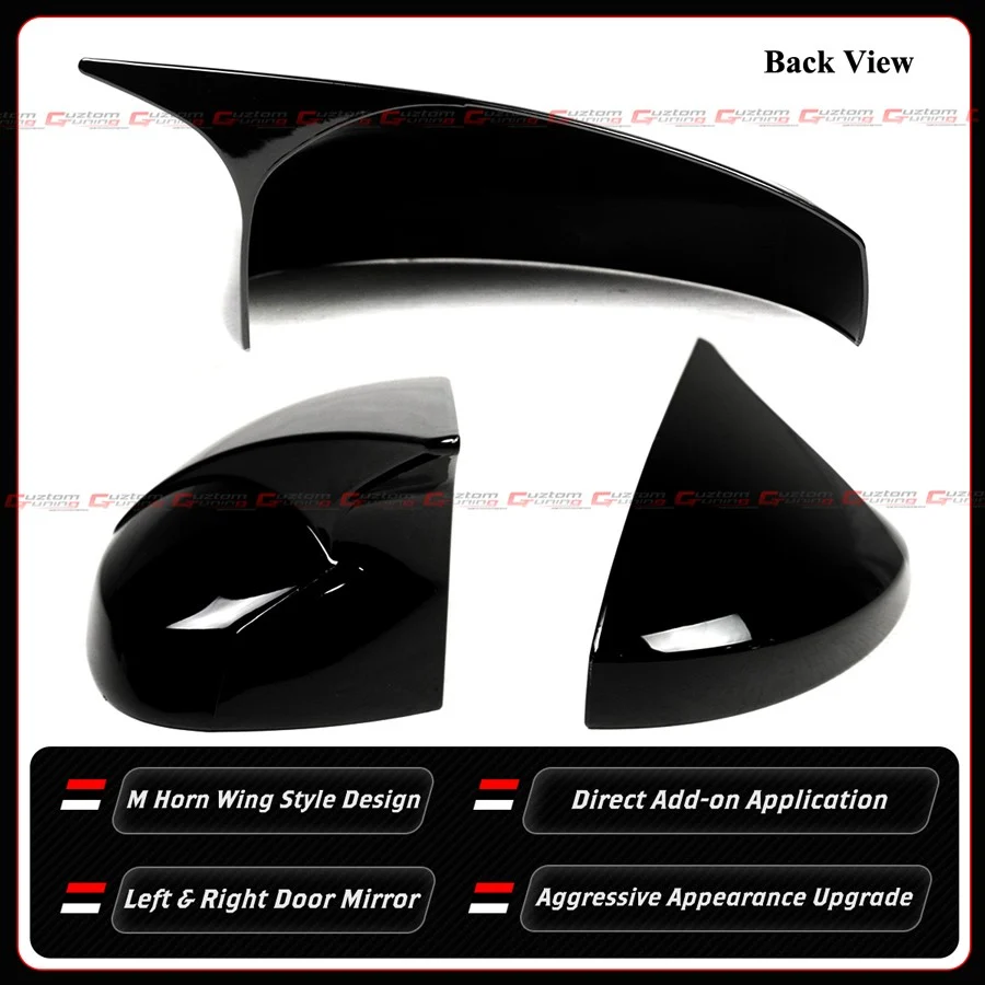 For 2022-2026 Honda Civic M Wing Style Gloss Black Side Mirror Cover Caps W/O Light - Image 3