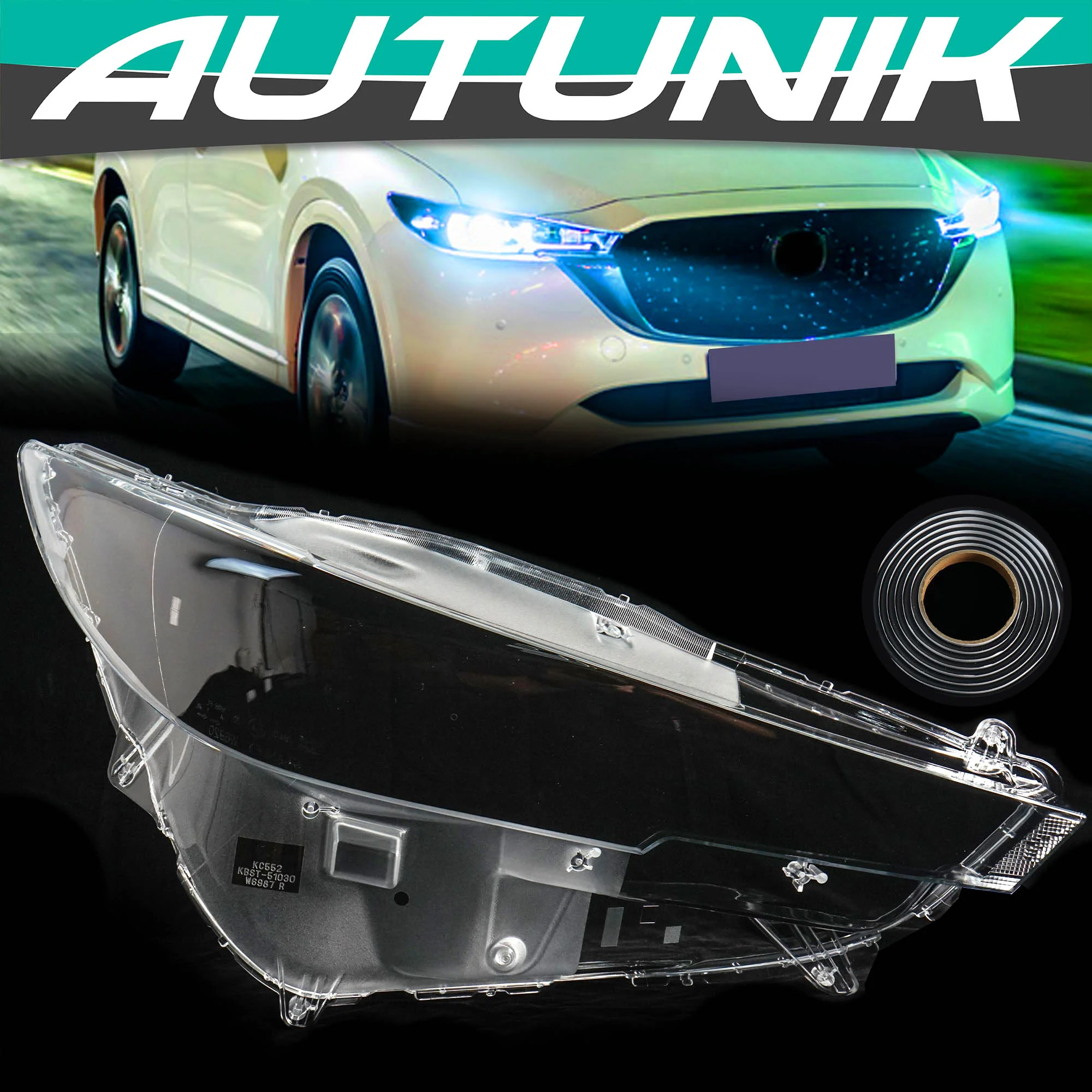 For 2022-2026 Mazda CX-5 Right Side Front Headlight Headlamp Lens Cover w/ Glue