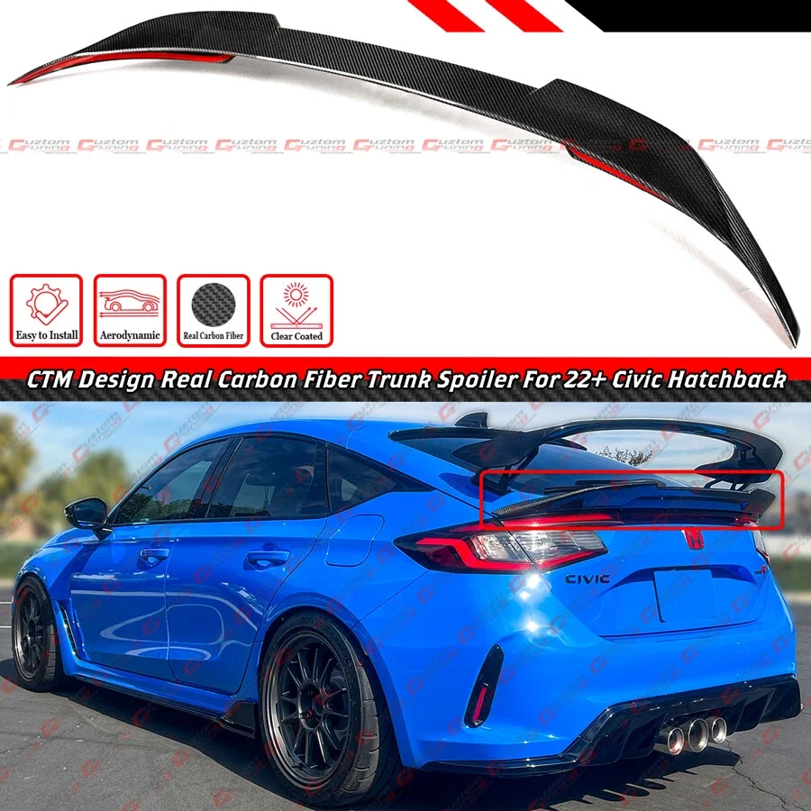 For 2022-25 Civic Hatchback Type R FL5 CTM Real Carbon Fiber Trunk Spoiler Wing - Image 2