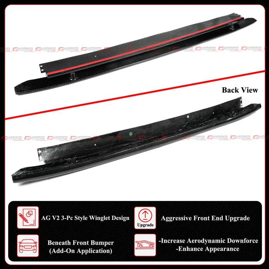 For 2023-2025 Civic Type-R FL5 AG V2 Style Carbon Fiber Front Bumper Lip Splitter - Image 6