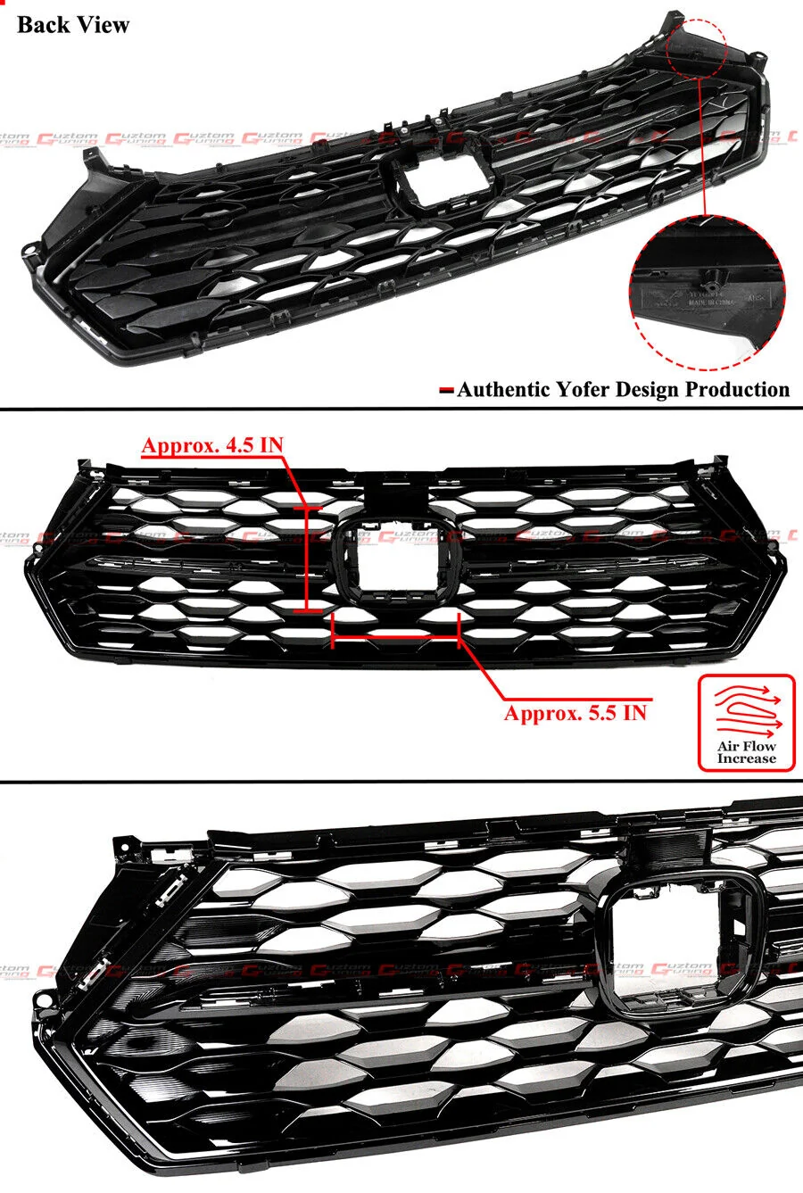 For 2023-2026 Honda Accord 11th Gen Gloss Black Front Bumper Mesh Grille - Image 3