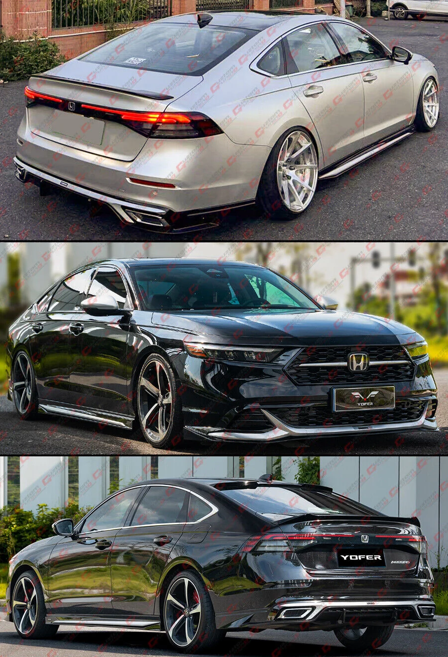 For 2023-2026 Honda Accord Black Add On Side Skirt Extension - Silver Trim - Image 7