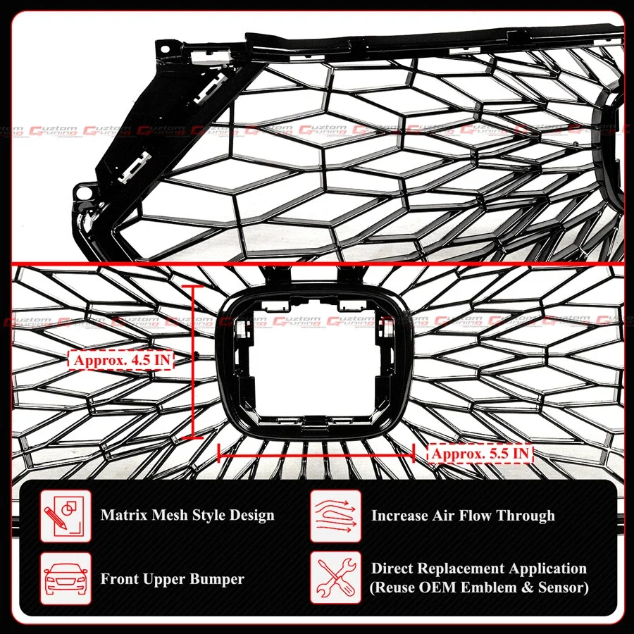 For 2023-2026 Honda Accord CY1 CY2 Matrix Mesh Style Gloss Black Front Grill Grille - Image 5