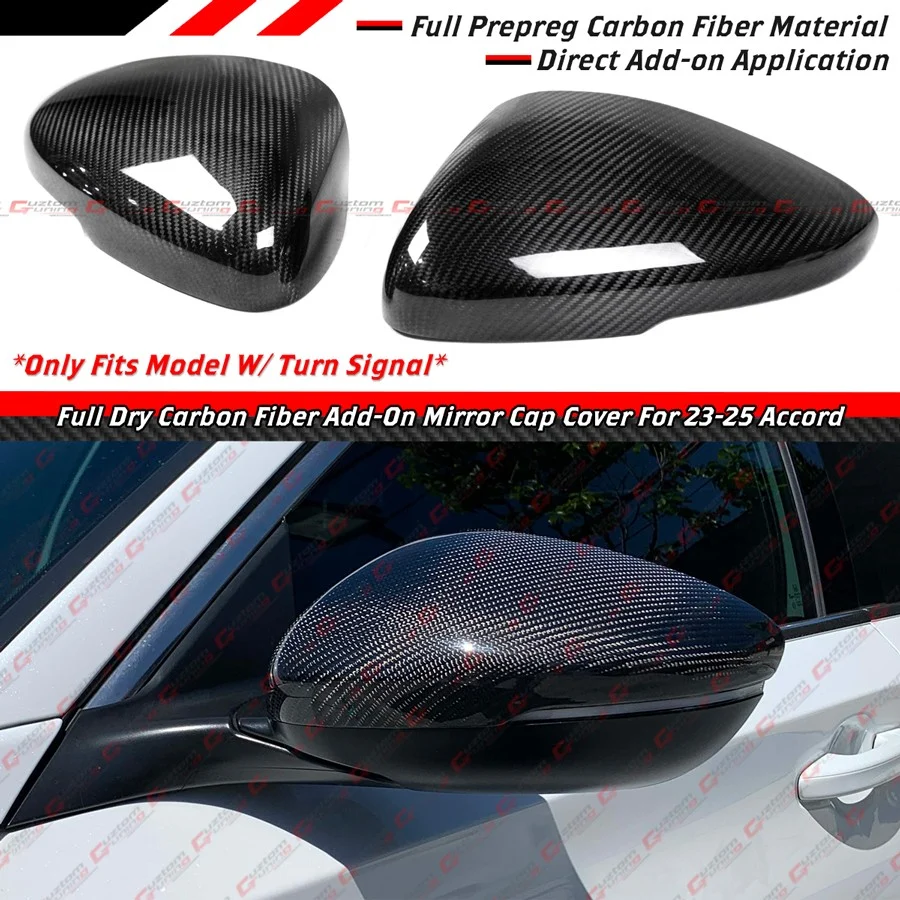 For 2023-2026 Honda Accord Full Carbon Fiber Add-On Side Mirror Covers W/ LED Cutout - Image 2