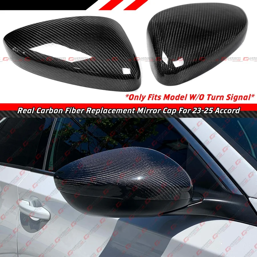 For 2023-2026 Honda Accord Real Carbon Fiber Side Mirror Cover Replacement W/O Light - Image 2