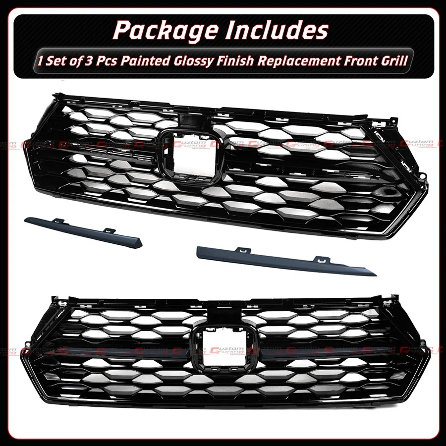 For 2023-2026 Honda Accord Yofer Black Front Mesh Grill Grille - Meteorite Gray Trim - Image 6