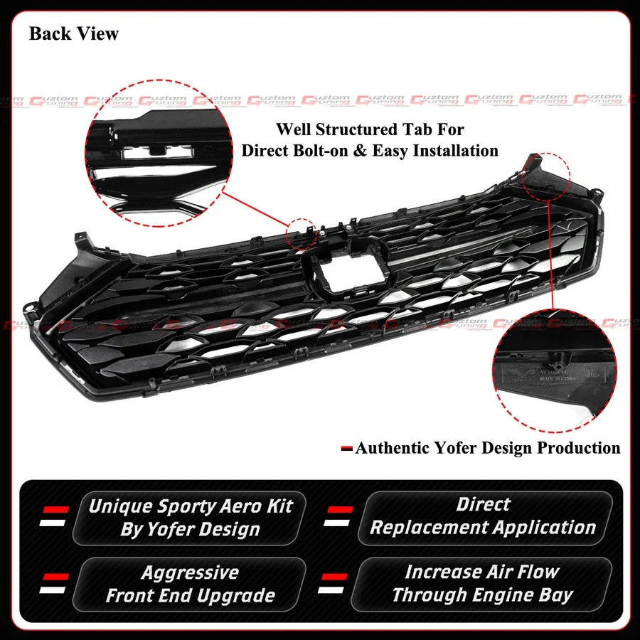 For 2023-2026 Honda Accord Yofer Black Front Mesh Grill Grille - Meteorite Gray Trim - Image 7