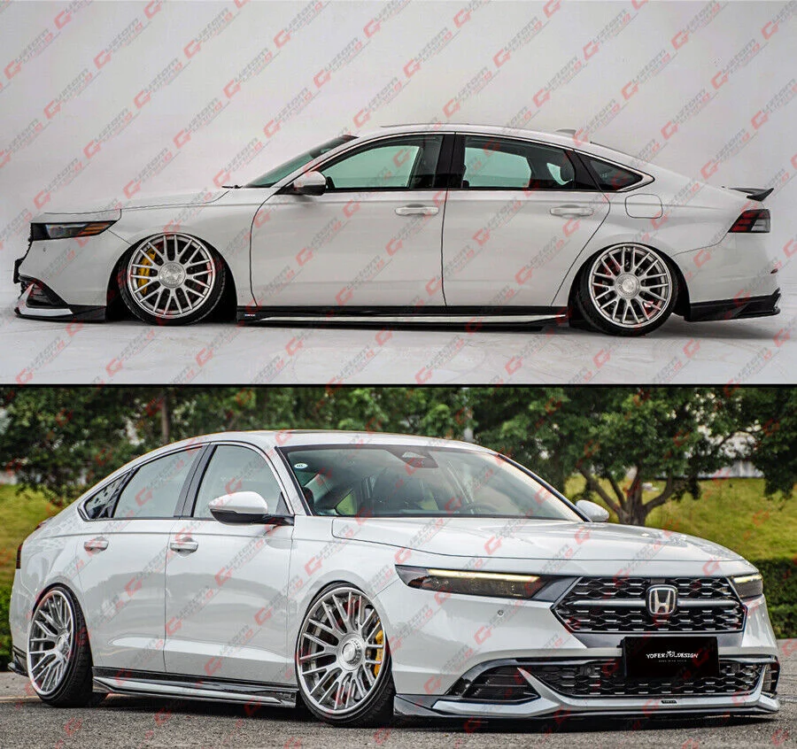 For 2023-2026 Honda Accord Yofer Side Skirt Extension Black + Pearl White Trim - Image 8