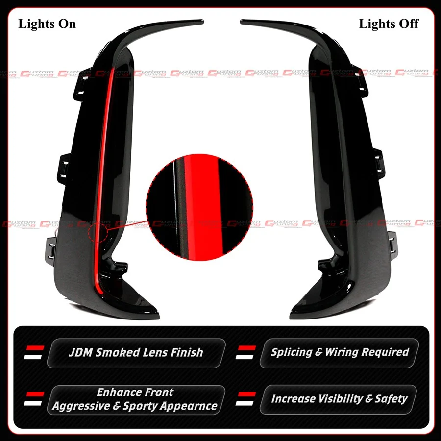 For 2023-2026 Honda Civic Type-R FL5 Red JDM Front Bumper Replacement LED DRL Light Strip - Image 5