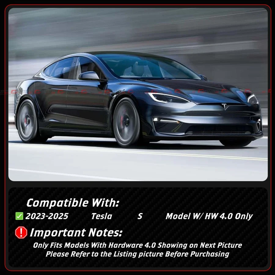 For 2023-2025 Tesla Model S HW 4.0 Full Carbon Fiber Side Camera Cover Cap Trim - Image 3