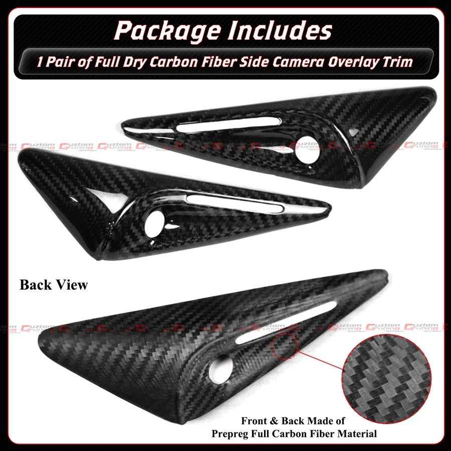 For 2023-2025 Tesla Model S HW 4.0 Full Carbon Fiber Side Camera Cover Cap Trim - Image 5