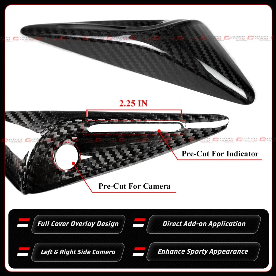 For 2023-2025 Tesla Model S HW 4.0 Full Carbon Fiber Side Camera Cover Cap Trim - Image 6