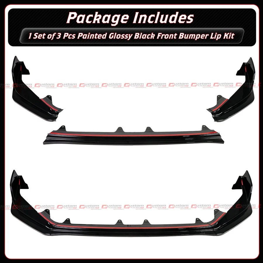 For 2023-2026 Honda Civic Type R FL5 MM Style Gloss Black Front Bumper Lip Spoiler - Image 4