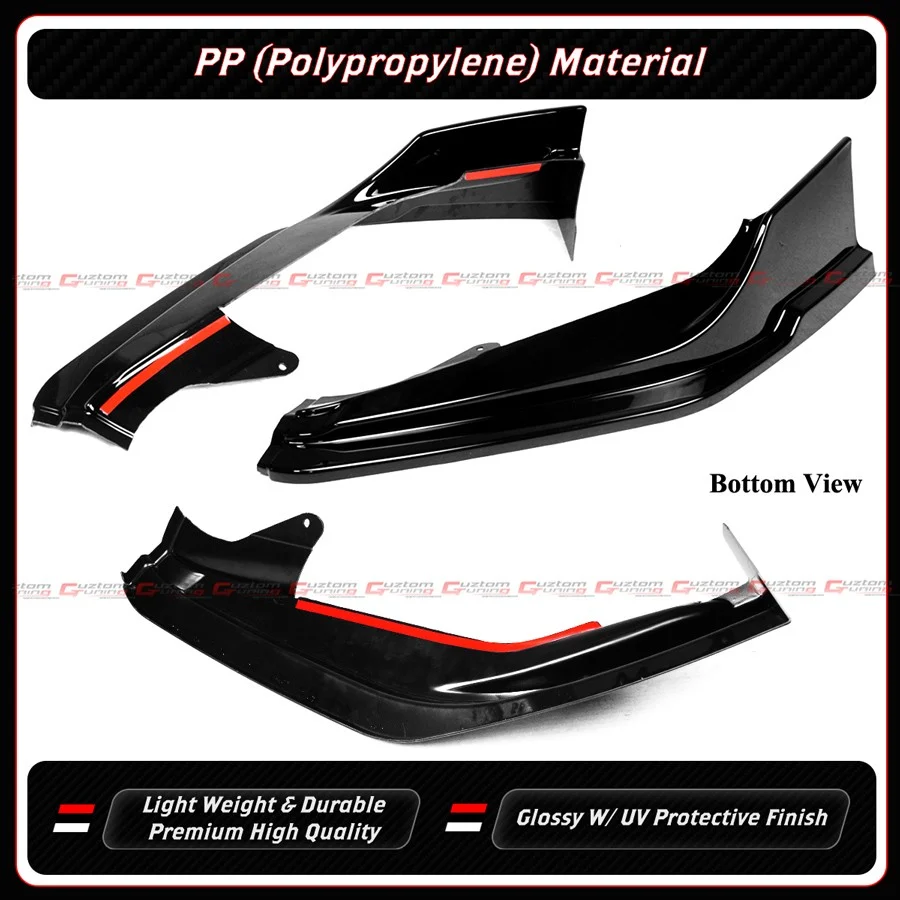 For 2023-2026 Honda Civic Type R FL5 MM Style Gloss Black Front Bumper Lip Spoiler - Image 6