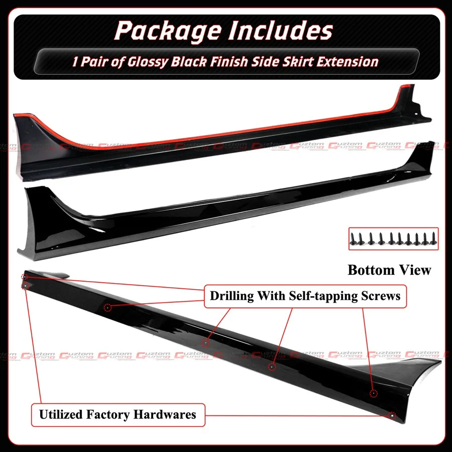For 2023-2026 Honda Civic Type-R FL5 MU Style Gloss Black Side Skirt Extension - Image 3
