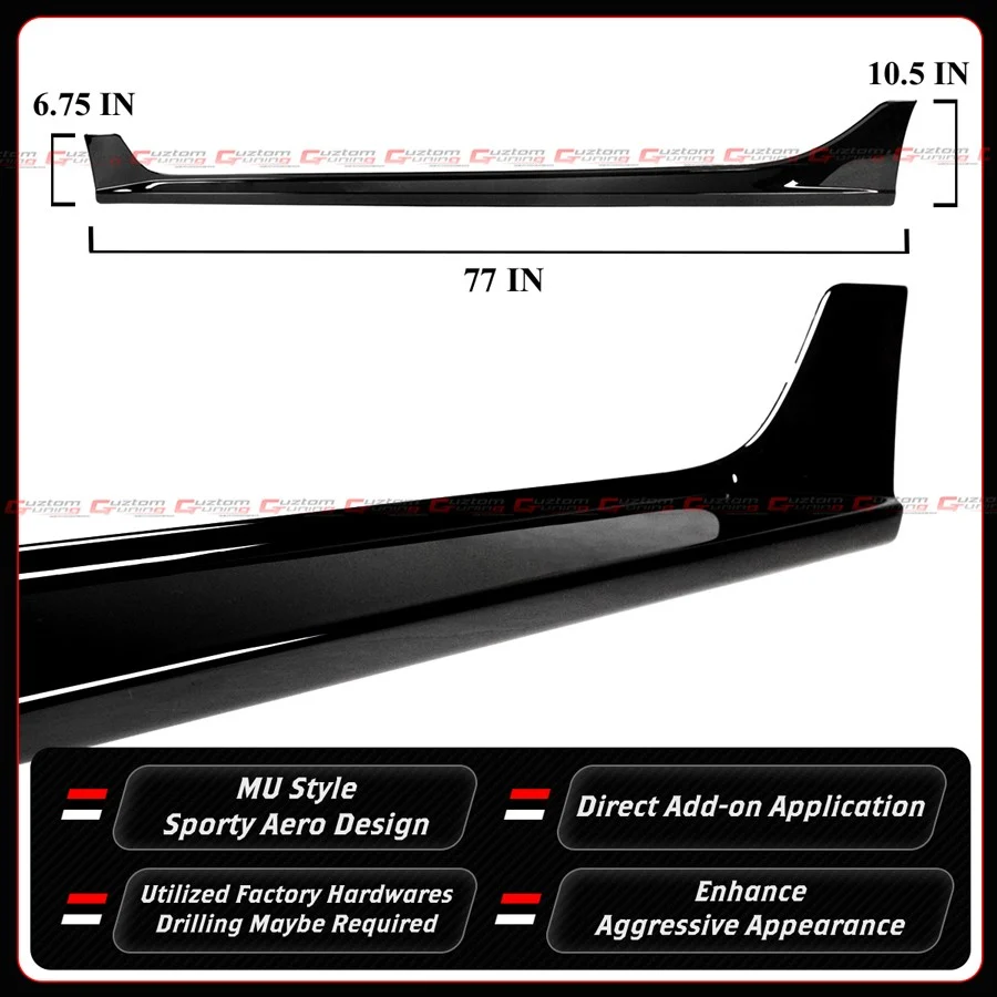 For 2023-2026 Honda Civic Type-R FL5 MU Style Gloss Black Side Skirt Extension - Image 4