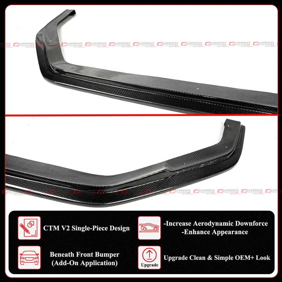 For 2023-2026 Honda Civic Type-R FL5 CTM V2 Carbon Fiber Front Bumper Lip Splitter - Image 5