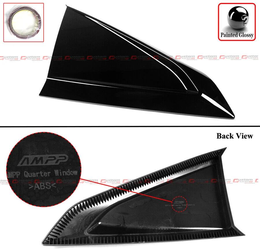 For 2024-2025 Ford Mustang Coupe Gloss Black Quarter Panel Side Window Louver Scoop - Image 2