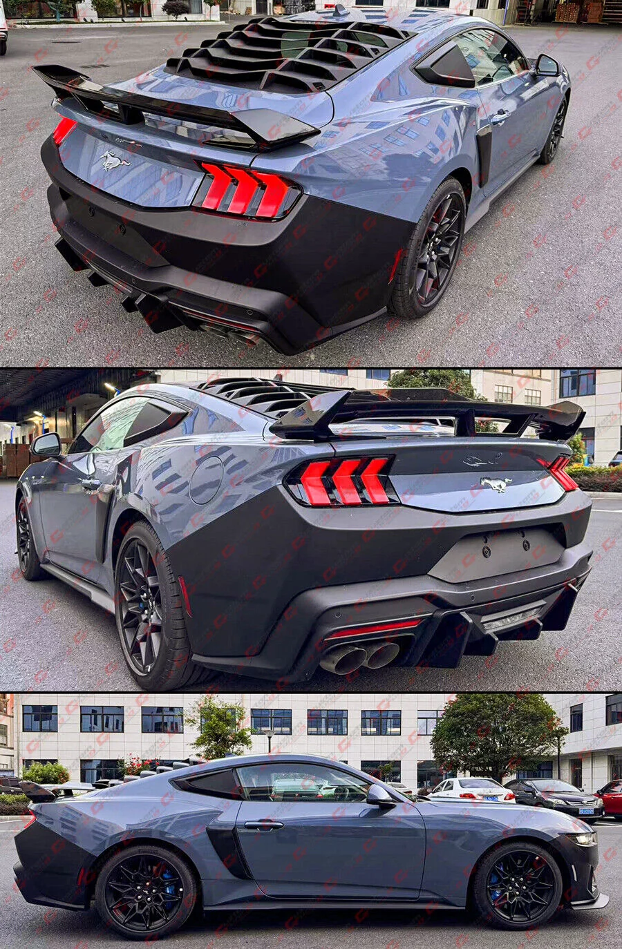 For 2024-2025 Ford Mustang Coupe Gloss Black Quarter Panel Side Window Louver Scoop - Image 4