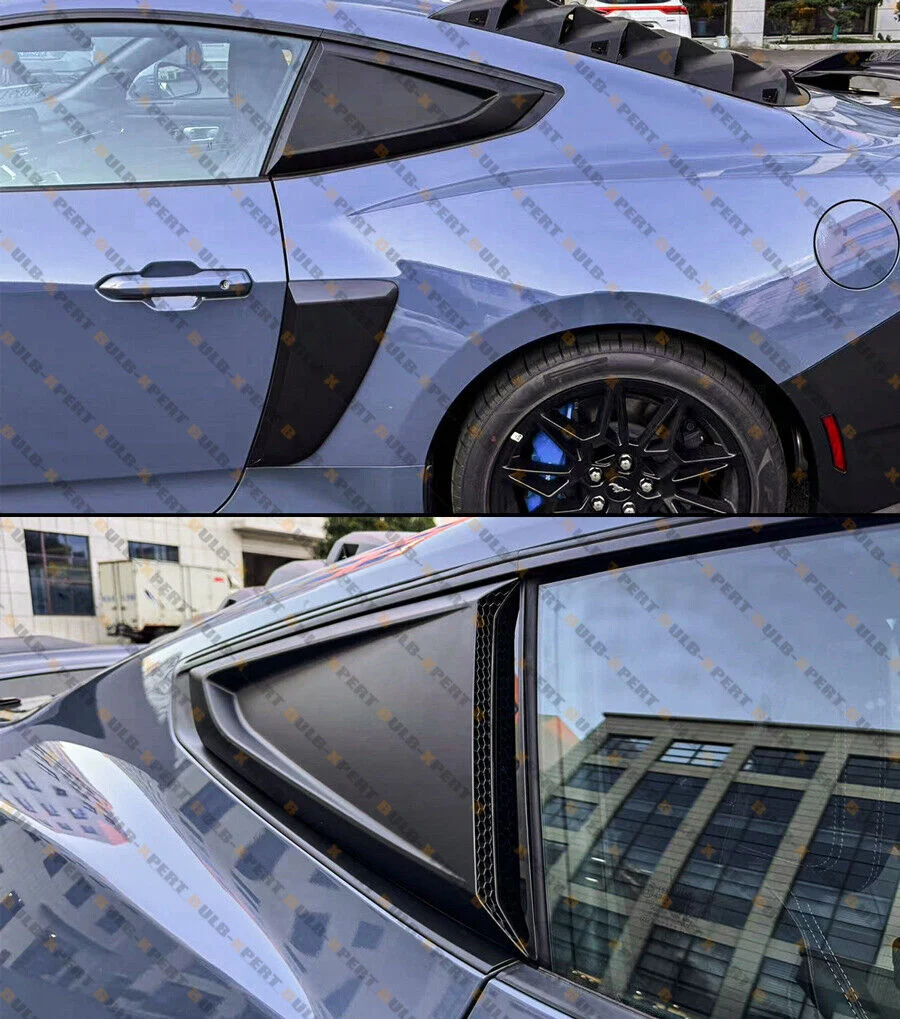 For 2024-2025 Ford Mustang Coupe Gloss Black Quarter Panel Side Window Louver Scoop - Image 5