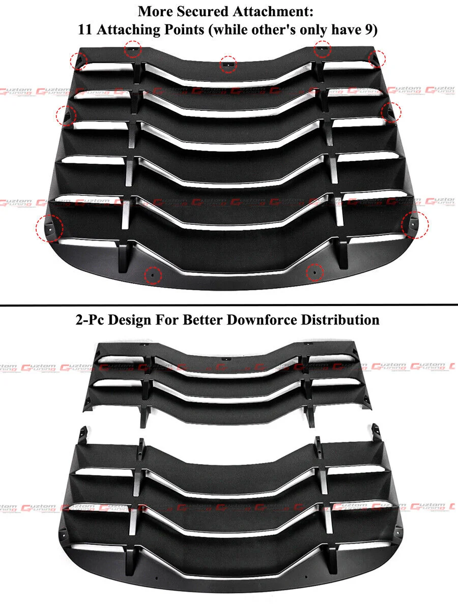 For 2024-2025 Ford Mustang Coupe Matte Black Rear Window Windshield Louver Cover - Image 2
